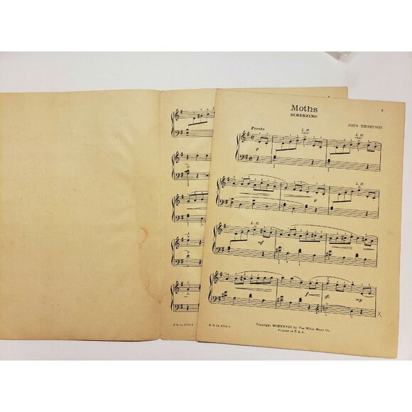 Sheet Music-"Moths" Scherzino for Pianoforte by John Thompson 1928, Vintage - Picture 2 of 3
